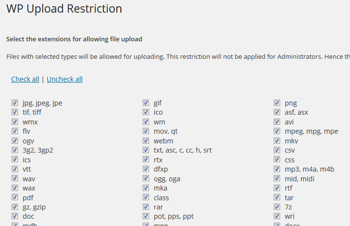 WP Upload Restriction